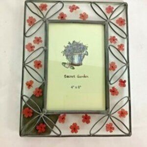 Secret Garden Coral & Black Floral Photo Frame 7" x 8.5" Photo 4" x 6" NWT